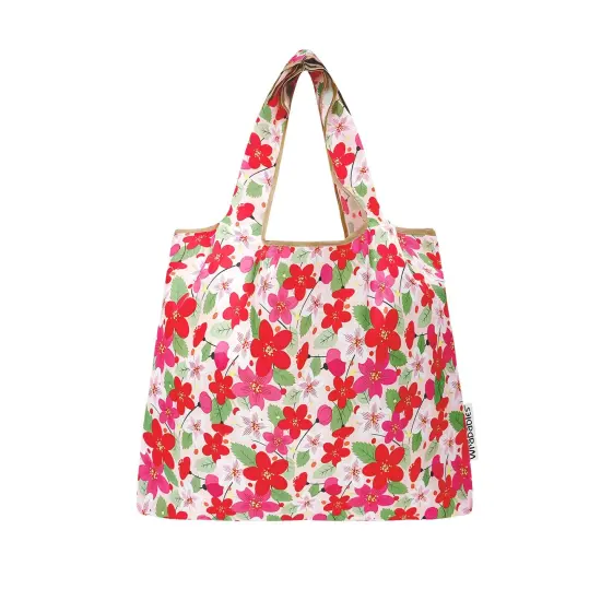 Wrapables Medium Foldable Tote Nylon Reusable Grocery Bag (Set of 2), Sakura {3}