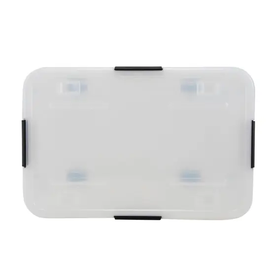 Rolling Storage Box, 15 Gallon, Clear {4}