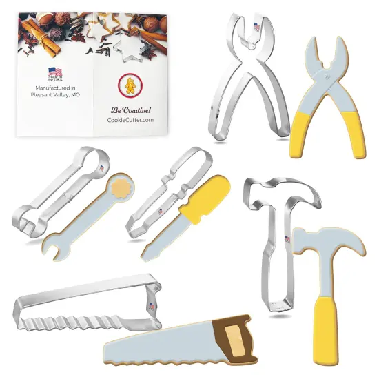 CookieCutter.Com Tool Cookie Cutter 5 Pc Set – 4 in Screw Driver, 4 in Wrench, 4.5 in Pliers, 4.75 in Hammer, 5.25 in Saw {1}