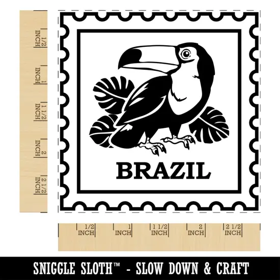 Brazil Travel Toucan Tropical Monstera Leaves Square Rubber Stamp for Stamping Crafting {1}