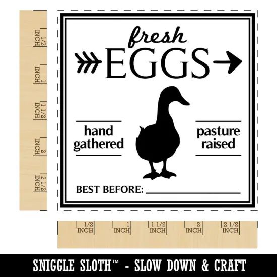 Fresh Duck Eggs Hand Gathered Pasture Raised Best Before Square Rubber Stamp for Stamping Crafting {1}