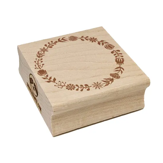 Elegant Botanical Circle Frame Wreath Square Rubber Stamp for Stamping Crafting {7}