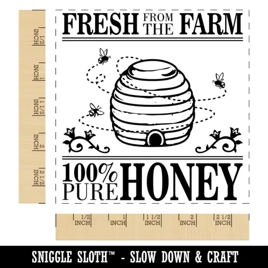 Fresh From The Farm Beehive Pure Honey Square Rubber Stamp for Stamping Crafting {1}