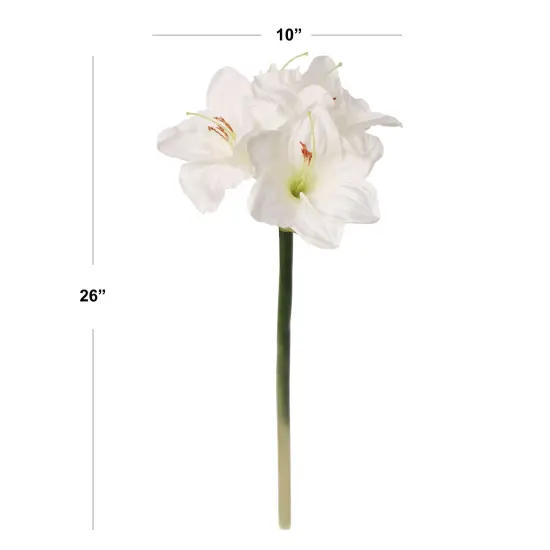Set of 12 Elegant 26" White Amaryllis Flowers - Artificial Indoor/Outdoor Floral Decor for Home, Office, and Special Events {2}