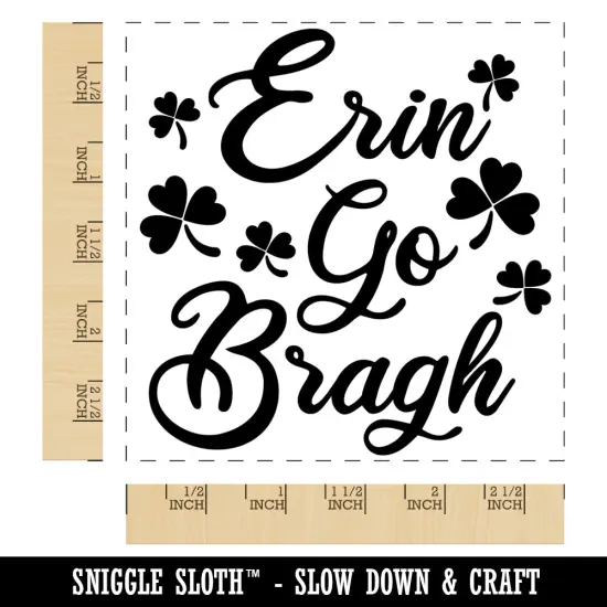 Erin Go Bragh Ireland Forever Shamrocks Square Rubber Stamp for Stamping Crafting {1}