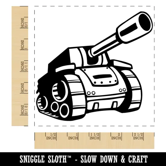 Cartoon Military Army Tank Square Rubber Stamp for Stamping Crafting {1}