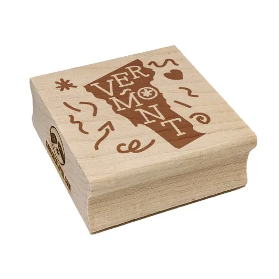 Vermont State with Text Swirls Square Rubber Stamp for Stamping Crafting {7}