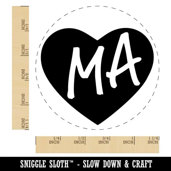 MA Massachusetts State in Heart Rubber Stamp for Stamping Crafting Planners {1}