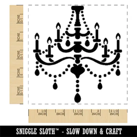 Elegant Candle Chandelier Square Rubber Stamp for Stamping Crafting {1}