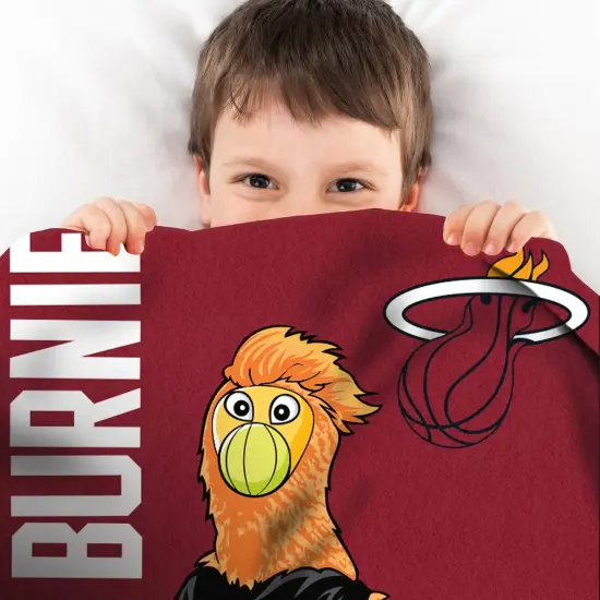 Sleep Squad Miami Heat Burnie Mascot 60&rdquo; x 80&rdquo; Raschel Plush Basketball Blanket {3}