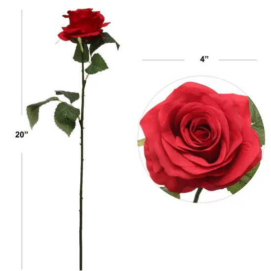 20" Artificial Red Open Roses - Set of 48, 4" Blooms, Home D&eacute;cor - Vibrant Table Settings, Events - Year-Round Elegance, Floral Home by Artificial Flowers {2}