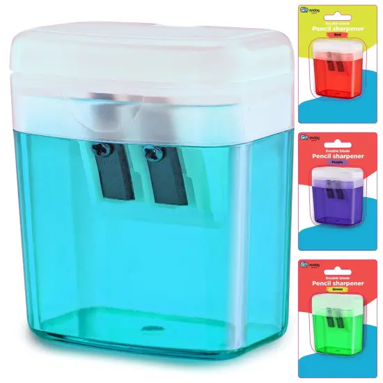 Enday 2-Hole Rectangular Sharpener W/Recycle Bin Pink {6}