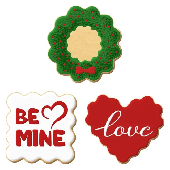 CookieCutter.com Mini Fluted Heart Round Square Cookie Cutter 3 Pc Set HS0468 - USA Made {3}