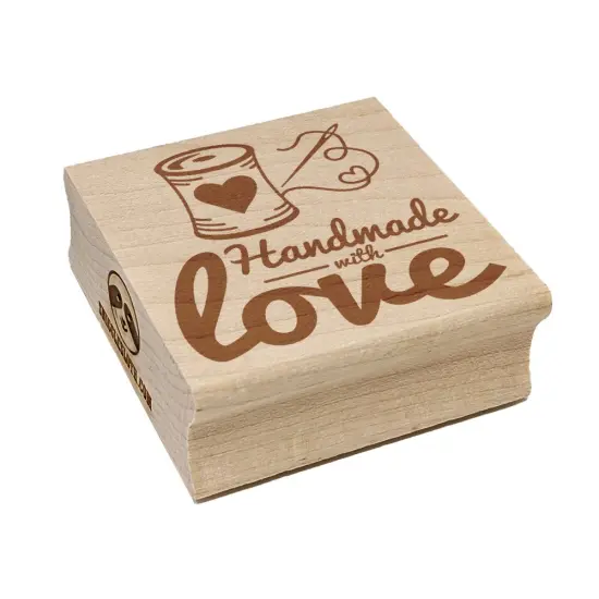 Handmade With Love Sew Sewing Thread Spool Square Rubber Stamp for Stamping Crafting {7}