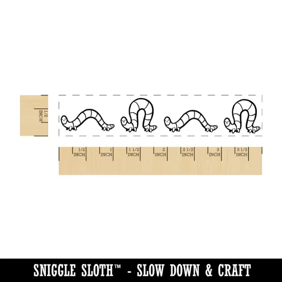 Cute Inchworm Caterpillar Scooting Along Rectangle Rubber Stamp for Stamping Crafting {1}