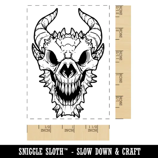 Dragon Skull Monster Bones Rectangle Rubber Stamp for Stamping Crafting {1}