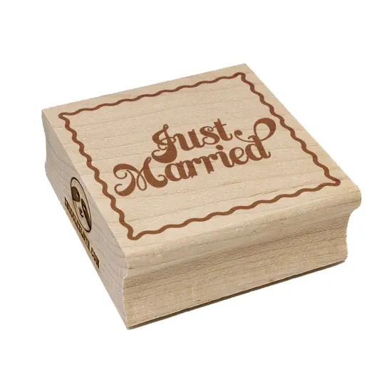Just Married Elegant Text Square Rubber Stamp for Stamping Crafting {7}