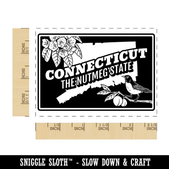 Connecticut Nutmeg Mountain Laurel Robin United States Rectangle Rubber Stamp for Stamping Crafting {1}