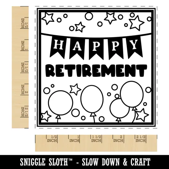 Happy Retirement Stars and Balloons Square Rubber Stamp for Stamping Crafting {1}