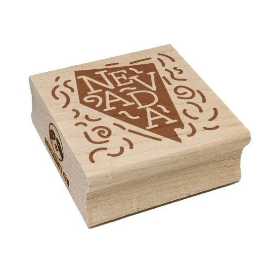 Nevada State with Text Swirls Square Rubber Stamp for Stamping Crafting {7}