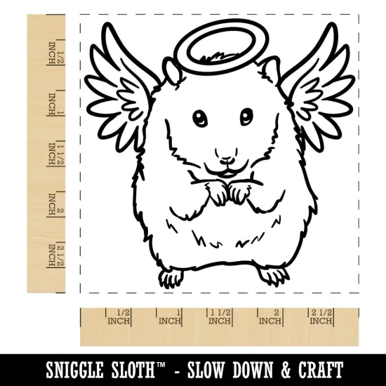 Angel Hamster Loss of Pet Square Rubber Stamp for Stamping Crafting {1}