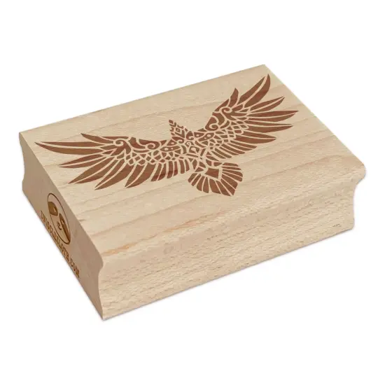 Norse Tribal Raven Crow Bird with Spread Wings Rectangle Rubber Stamp for Stamping Crafting {7}