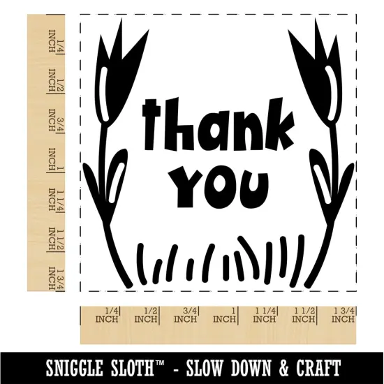 Thank You Flowers Border Square Rubber Stamp for Stamping Crafting {1}