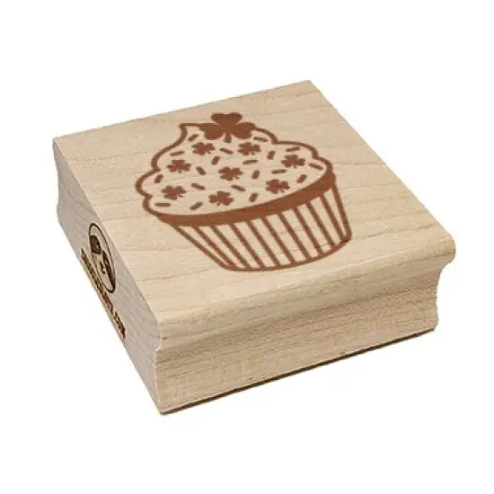 Shamrock Sprinkle Cupcake St. Patrick's Day Square Rubber Stamp for Stamping Crafting {7}