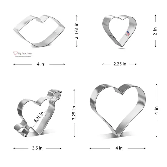 Kiss From The Heart Cookie Cutters 4 Pc Set HS0470- CookieCutter.Com - USA Tin Plated Steel {2}