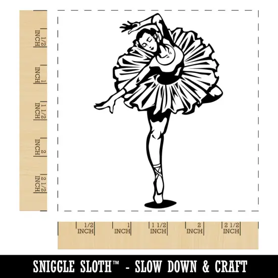 Ballerina En Pointe Pose Square Rubber Stamp for Stamping Crafting {1}