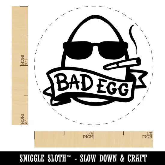 Bad Egg Punk with Sunglasses and Banner Chicken Egg Rubber Stamp {1}