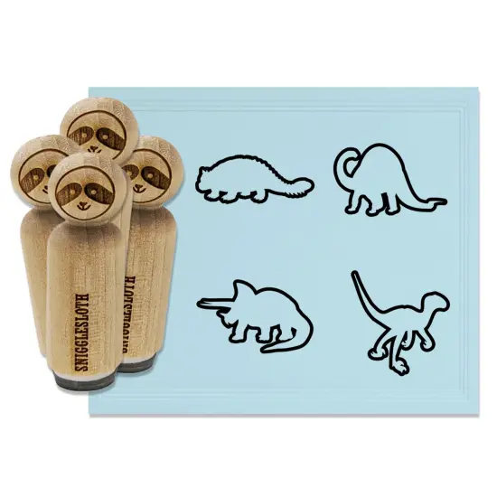 Dinosaur Outlines Velociraptor Triceratops Brontosaurus Ankylosaurus Rubber Stamp Set for Stamping Crafting Planners {7}