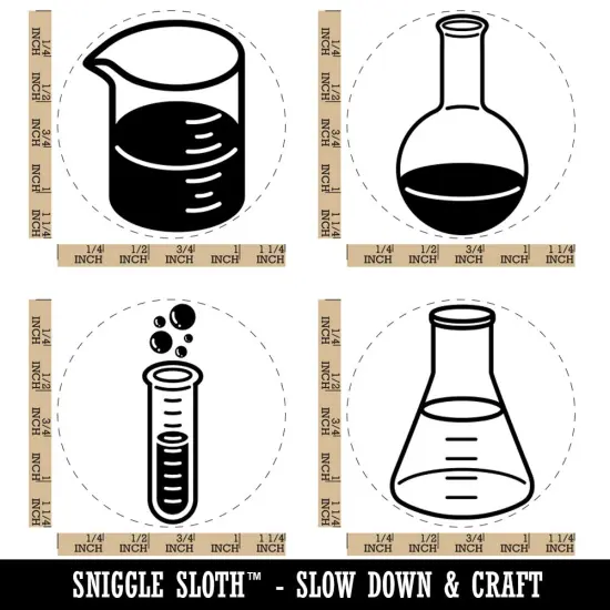 Chemistry Science Flask Test Tube Beaker Rubber Stamp Set for Stamping Crafting Planners {1}