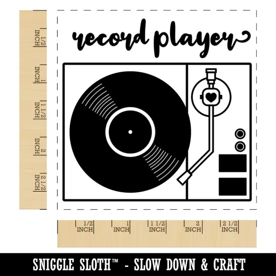 Classic Vintage Retro Record Player Square Rubber Stamp for Stamping Crafting {1}