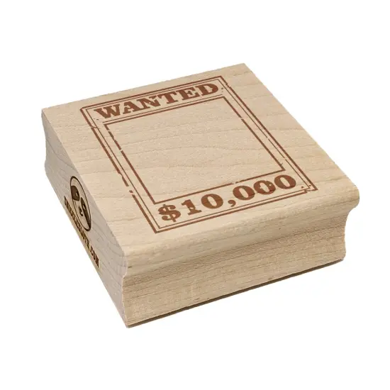 Old Western Wanted Poster Blank Square Rubber Stamp for Stamping Crafting {7}