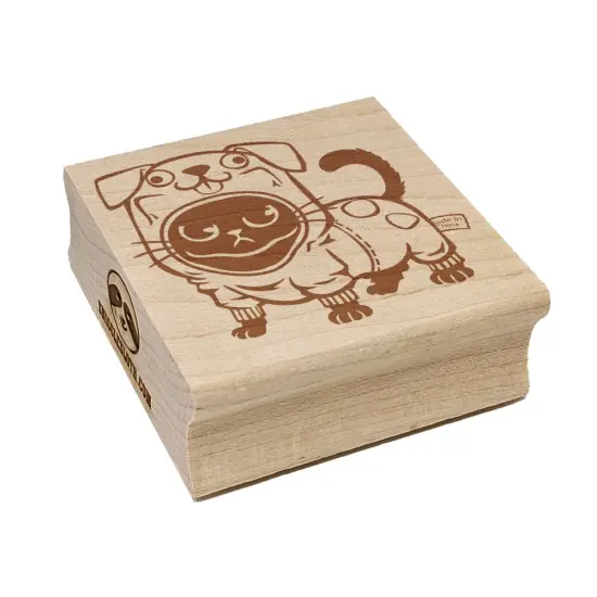 Cute Grouchy Cat in Dog Costume Halloween Square Rubber Stamp for Stamping Crafting {7}