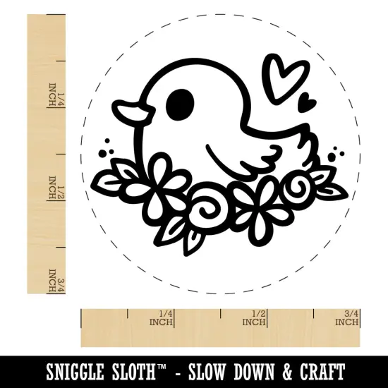 Adorably Kawaii Duck in Flower Nest Chicken Egg Rubber Stamp {1}
