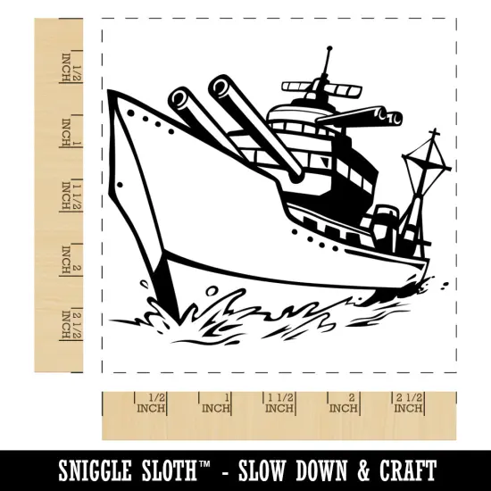 Cartoon Navy Battleship Square Rubber Stamp for Stamping Crafting {1}