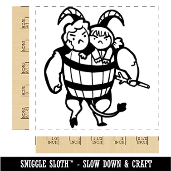 Naughty Children Taken by Krampus Christmas Square Rubber Stamp for Stamping Crafting {1}