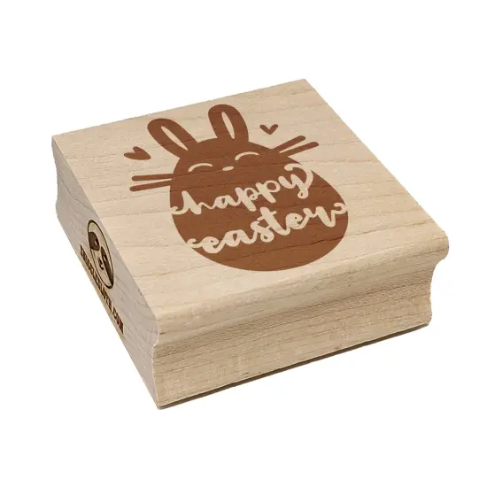 Happy Easter Bunny Egg Silhouette Square Rubber Stamp for Stamping Crafting {7}