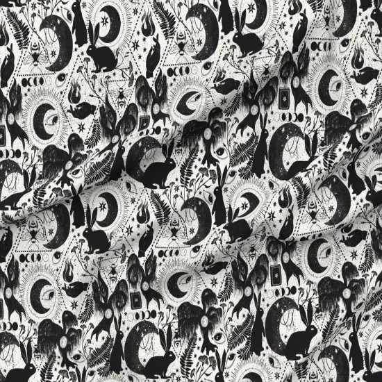 Various Fabrics by the Yard or Fat Quarter Occult Black And White Fantasy Magic Eye Witch Bee Clock Spiritual Wicked Magicians Phantasmagoria Custom Printed Fabric by Spoonflower {6}