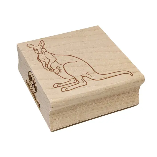 Kangaroo with Joey in Pouch Square Rubber Stamp for Stamping Crafting {2}