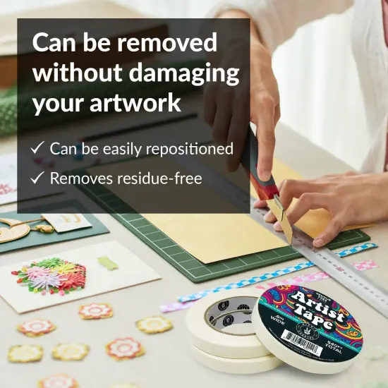 3Pk White Artist Tape for Watercolor Paper White Painters Tape Artists Painting Tape Removable Masking Drafting Canvas Framing Paint Mask Thin Residue Free Low Tack Low Acid Art Tape .6in {5}