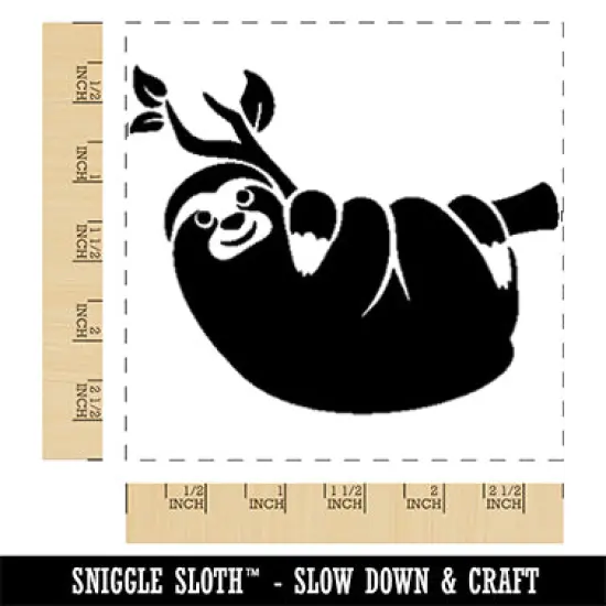 Sloth Hanging on Tree Branch Square Rubber Stamp for Stamping Crafting {1}