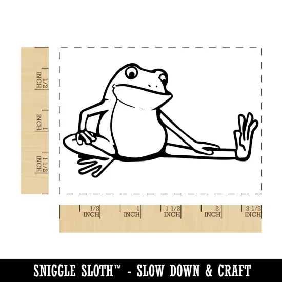 Limber Cartoon Frog Stretching Leg Exercise Rectangle Rubber Stamp for Stamping Crafting {1}