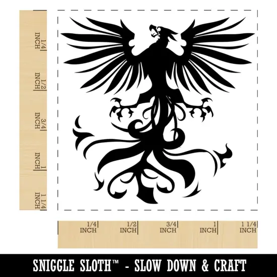 Regal Heraldic Phoenix Square Rubber Stamp for Stamping Crafting {1}