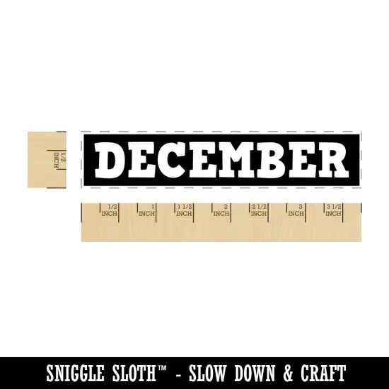 Month December Bold Rectangle Rubber Stamp for Stamping Crafting {1}