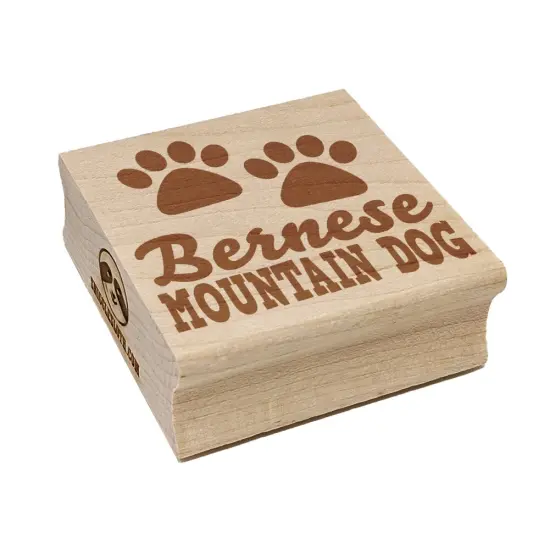 Bernese Mountain Dog Paw Prints Fun Text Square Rubber Stamp for Stamping Crafting {7}