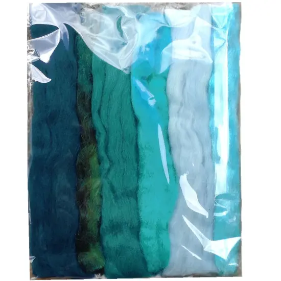 Multi Fiber Sampler - Super soft merino roving, hand dyed BFL wool & sparkling Firestar for felting, spinning, doll making All 4 {2}