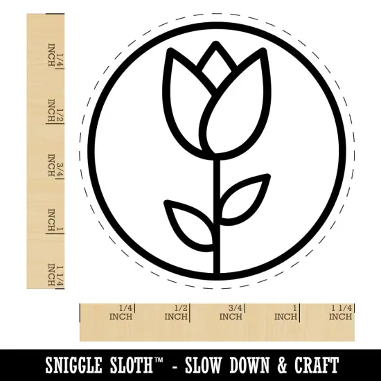 Tulip Flower in Circle Rubber Stamp for Stamping Crafting Planners {1}